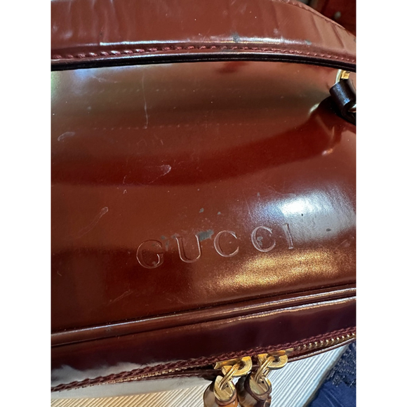 Gucci Brown Patent Leather Vanity Case w/Bamboo Accents - Picture 2 of 13